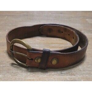 Triple K Brown Leather Belt 213-30  Solid Brass Buckle 32 Waist Size